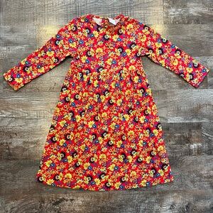 Hanna Andersson Colorful Floral Print Girls Dress Size 120 6/7
